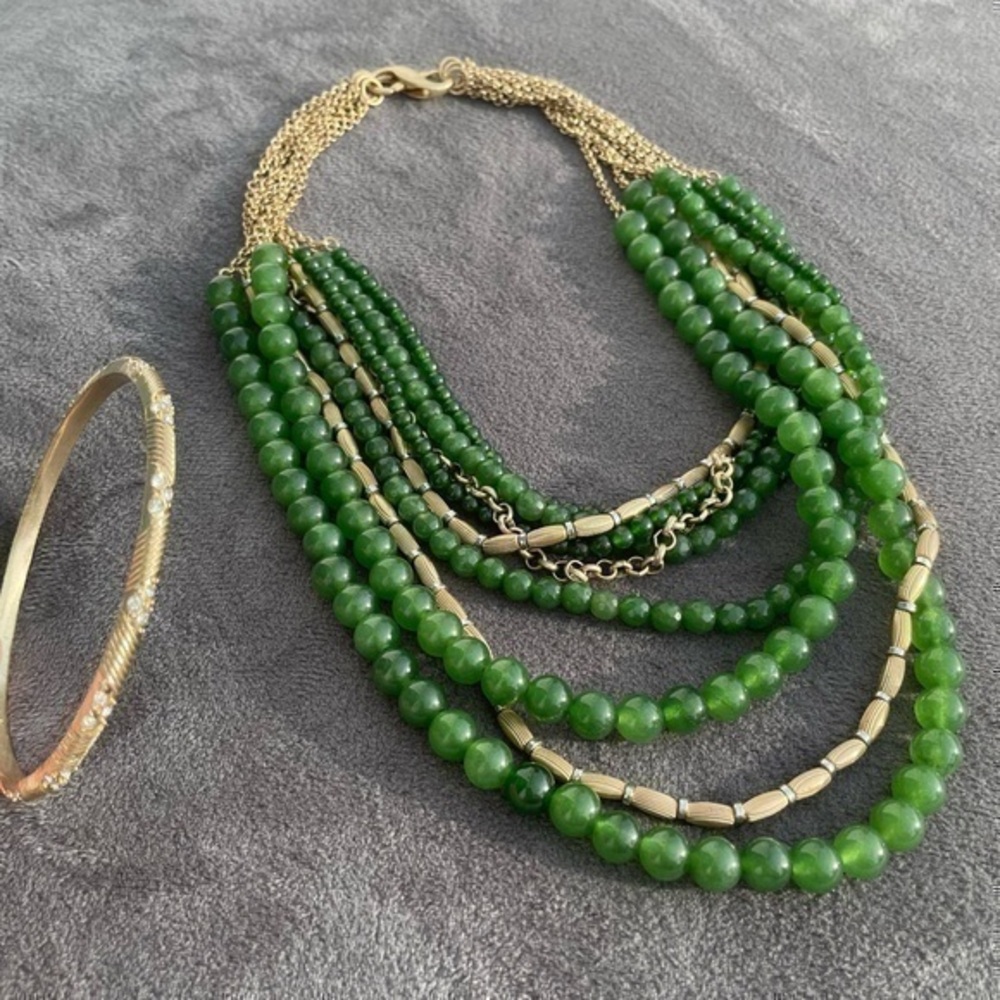 SET ❤️ Lia Sophia CHANGEABLE Multi Strand Necklace & Gold Rhinestone Bracelet